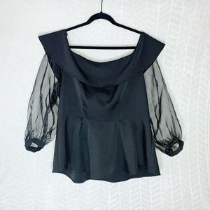 Fashionnova Peplum Blouse Off Shoulder Black- 1X